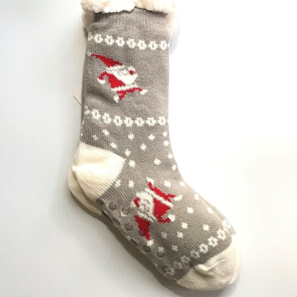 Tiptoe Santa Sherpa Lined Slipper Socks - Picture 1 of 2
